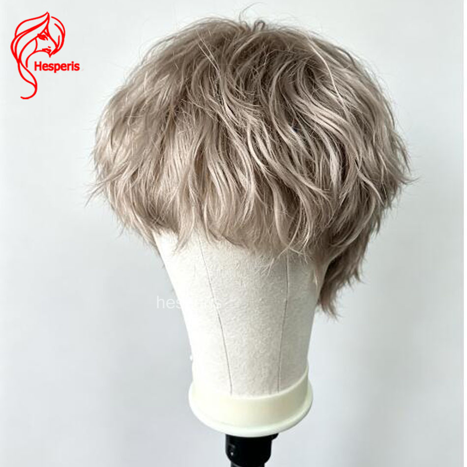 Men'S Grooming Haircut - 헤스페리스 픽시컷 남성용 숏 가발, 앞머리